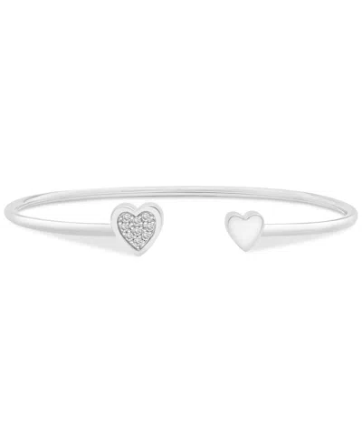 Wrapped Diamond Heart Cluster Cuff Bangle Bracelet (1/10 Ct. T.w.) In 10k Gold Or 10k White Gold, Created Fo In Gold