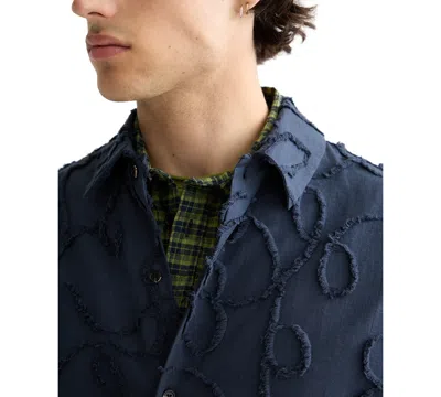 Scotch & Soda Men's Relaxed Fit Short Sleeve Button-front Jacquard Shirt In Blue