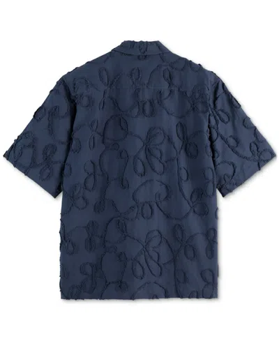 Scotch & Soda Men's Relaxed Fit Short Sleeve Button-front Jacquard Shirt In Blue