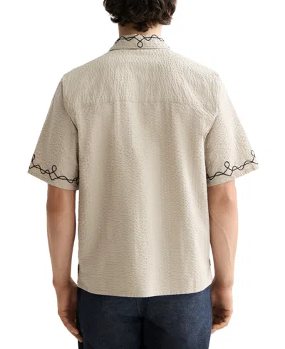 Scotch & Soda Men's Relaxed Fit Short Sleeve Embroidered Button-front Shirt In Neutral