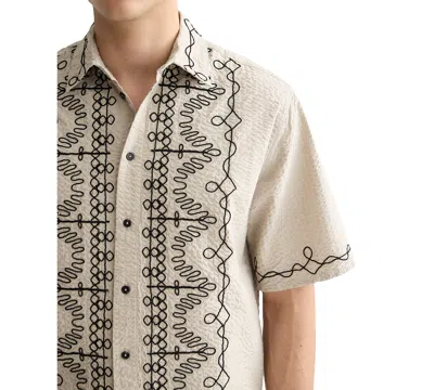 Scotch & Soda Men's Relaxed Fit Short Sleeve Embroidered Button-front Shirt In Neutral