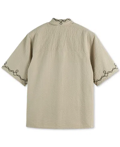 Scotch & Soda Men's Relaxed Fit Short Sleeve Embroidered Button-front Shirt In Neutral