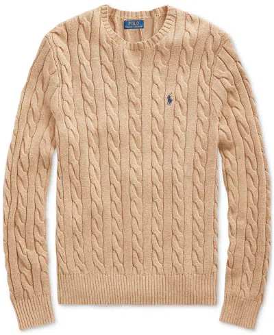 Polo Ralph Lauren Cable Knit Crewneck Sweater In Brown