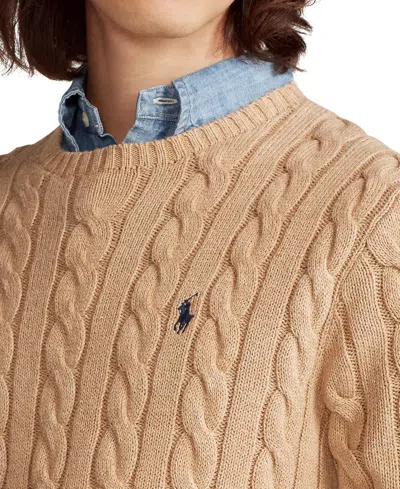 Polo Ralph Lauren Cable Knit Crewneck Sweater In Brown