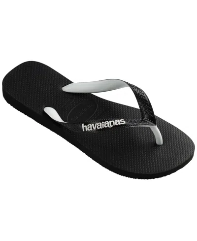 Havaianas Navy Blue And White Nautical Top Flip Flops In Black