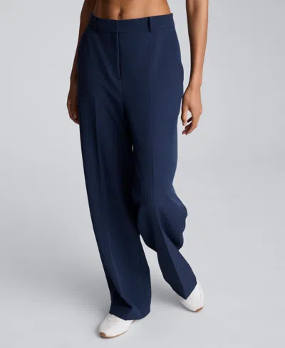 Kenneth Cole Luxe Twill Wide Leg Pant In Gray