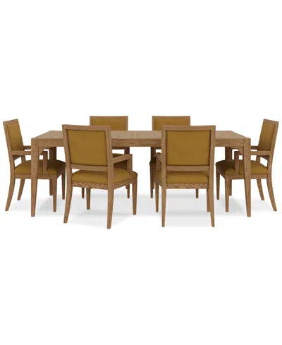 Macy's Everleigh Dining 7-pc. Set (table & 6 Upholstered Back Arm Chair) In Brown