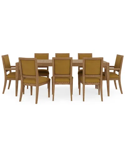 Macy's Everleigh Dining 9-pc. Set (table, 6 Upholstered Back Side Chair & 2 Upholstered Back Arm Chair) In Brown