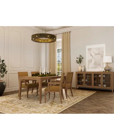 Macy's Everleigh Dining 5-pc. Set (table & 4 Upholstered Back Arm Chair) In Brown