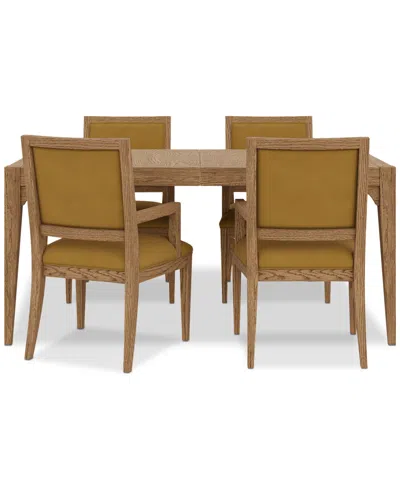 Macy's Everleigh Dining 5-pc. Set (table & 4 Upholstered Back Arm Chair) In Brown