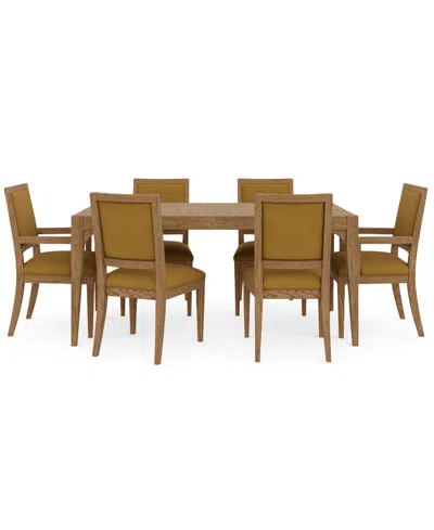Macy's Everleigh Dining 7-pc. Set (table, 4 Upholstered Back Side Chair & 2 Upholstered Back Arm Chair) In Brown