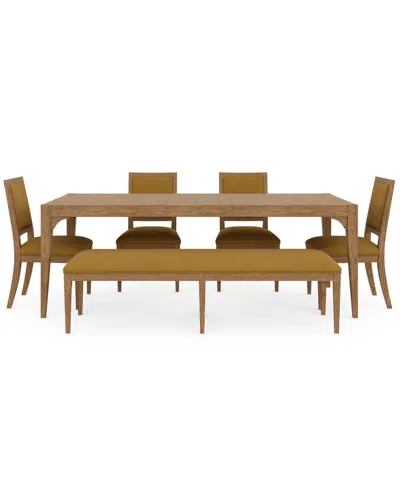 Macy's Everleigh Dining 6-pc. Set (table, 4 Upholstered Back Side Chair & Bench) In Brown