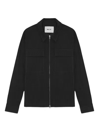 Nn07 Alban 1088 Recycled Grain De Poudre Overshirt In Black