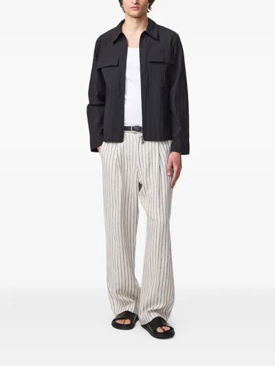 Nn07 Alban 1088 Recycled Grain De Poudre Overshirt In Black