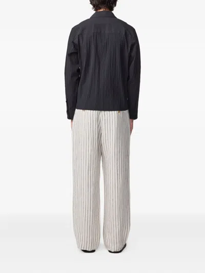 Nn07 Alban 1088 Recycled Grain De Poudre Overshirt In Black