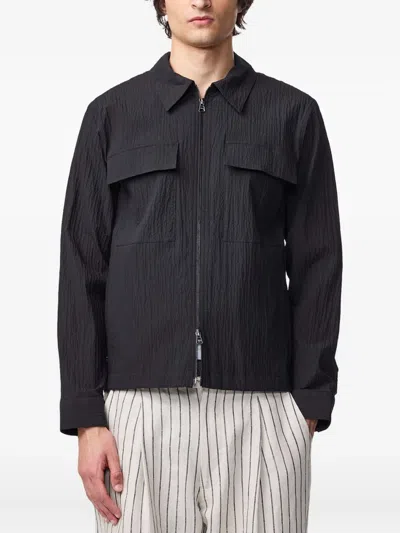 Nn07 Alban 1088 Recycled Grain De Poudre Overshirt In Black
