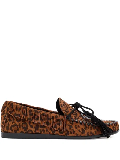 Isabel Marant Étoile Fitza Fringed Leopard Suede Loafers In Animal Print