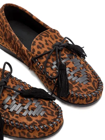 Isabel Marant Étoile Fitza Fringed Leopard Suede Loafers In Animal Print