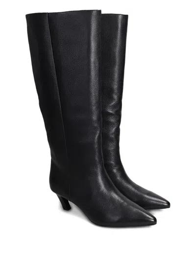 Ash Violet High Heels Boots In Black Leather In Black