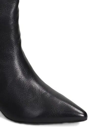 Ash Violet High Heels Boots In Black Leather In Black