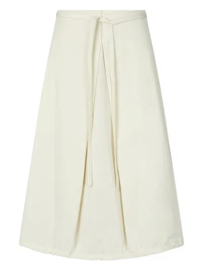Studio Tomboy Pleated Midi A-line Skirt In White
