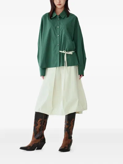 Studio Tomboy Pleated Midi A-line Skirt In White