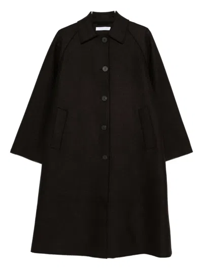 Harris Wharf London Wool Coat With Raglan Sleeves And Pockets In Brown