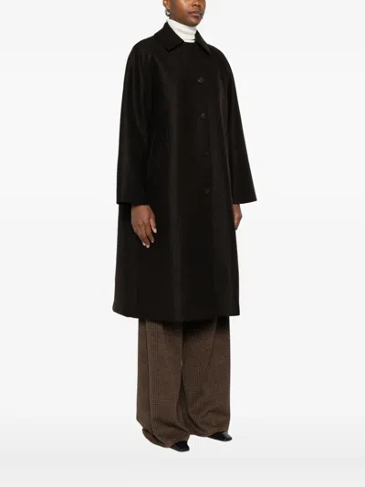 Harris Wharf London Wool Coat With Raglan Sleeves And Pockets In Brown