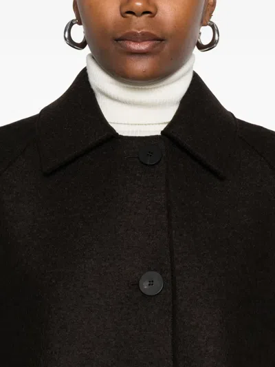 Harris Wharf London Wool Coat With Raglan Sleeves And Pockets In Brown