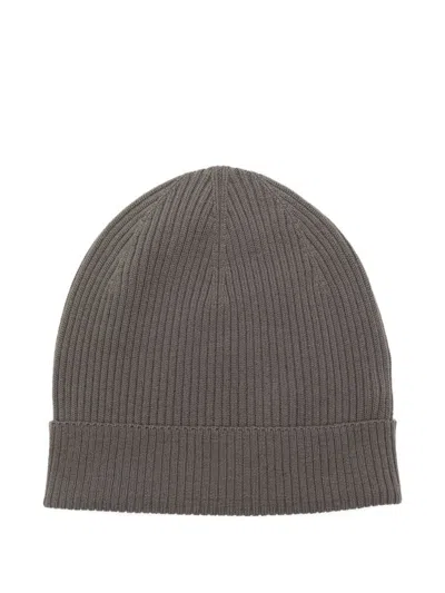 Rick Owens Cozy Ribbed Wool Beanie Folded Cuff In Gray