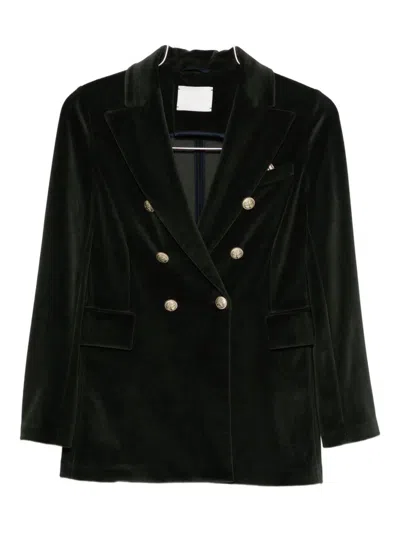 Circolo 1901 Double-breasted Velvet Jacket Featuring Pockets In Green