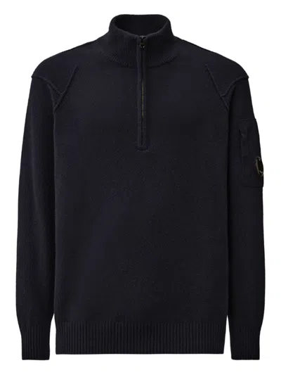 C.p. Company Wool Blend Cardigan In Blue