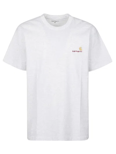 Carhartt The American Script White T-shirt In Gray