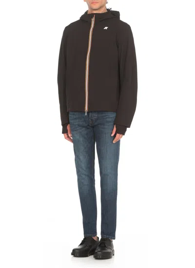 K-way Fitted Black Water-repellent Jacket With Adjustable Hem And Fleece Interior In Black