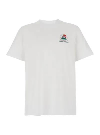 Casablanca Montagne Ondulée Logo-print Cotton-jersey T-shirt In White