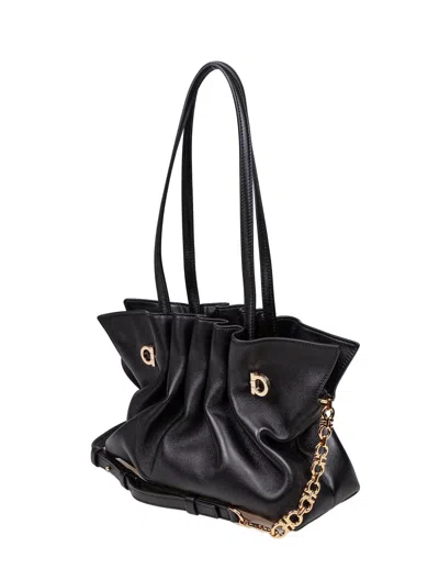 Ferragamo Small Soft Shoulder Bag In Black
