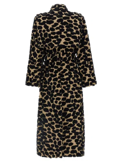 Balmain Leopard Jacquard Trench Coat Coats And Trench Coats Multicolor In Black