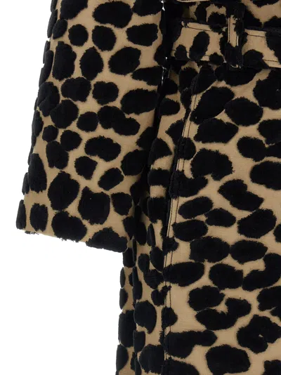Balmain Leopard Jacquard Trench Coat Coats And Trench Coats Multicolor In Black