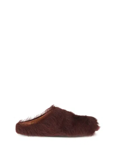 Marni Colorful Calf Hair Slip-on Shoes In Brown