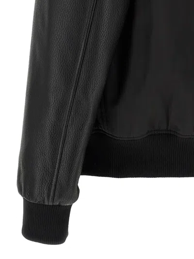 Philipp Plein Bomber Jacket Leather Sleeves In Black