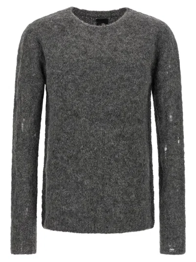 Thom Krom Crew-neck Distressed Sweater In Gray