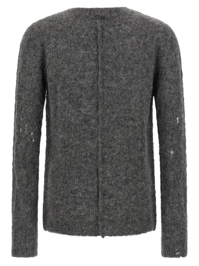 Thom Krom Crew-neck Distressed Sweater In Gray