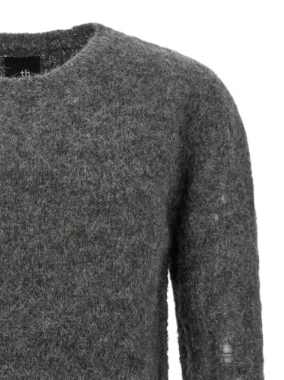Thom Krom Crew-neck Distressed Sweater In Gray