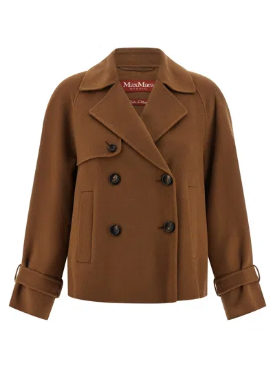 Max Mara Studio Nupar Short Coat Hazelnut In Brown