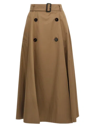Burberry "brenda" Midi Skirt In Brown