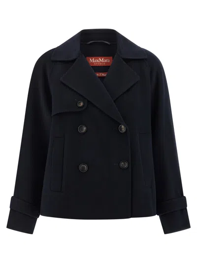 Max Mara Studio Nupar Double-breasted Jacket In Blue