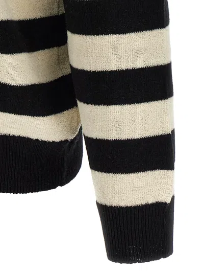 Balmain Striped Sweater With Ribbed Cuffs And Hem In Neutral