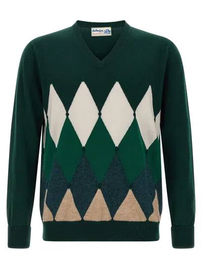 Ballantyne Argyle Pattern Sweater Sweaters And Cardigans Green In Green