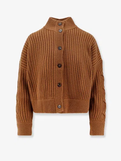 Max Mara Afelio Wool And Cashmere Cardigan In Brown