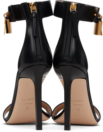 Tom Ford Lock Hardware Leather Open Toe Sandals In Black